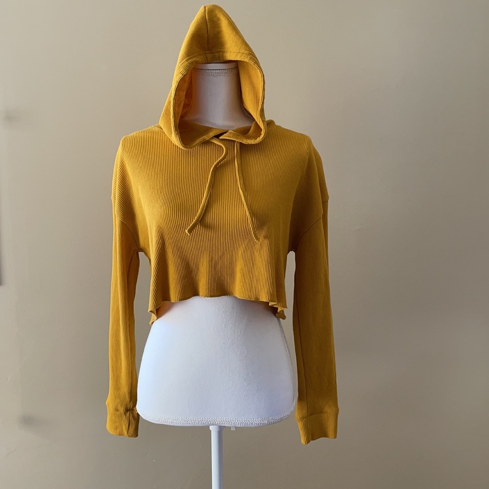 Medium burnt orange hooded crop top